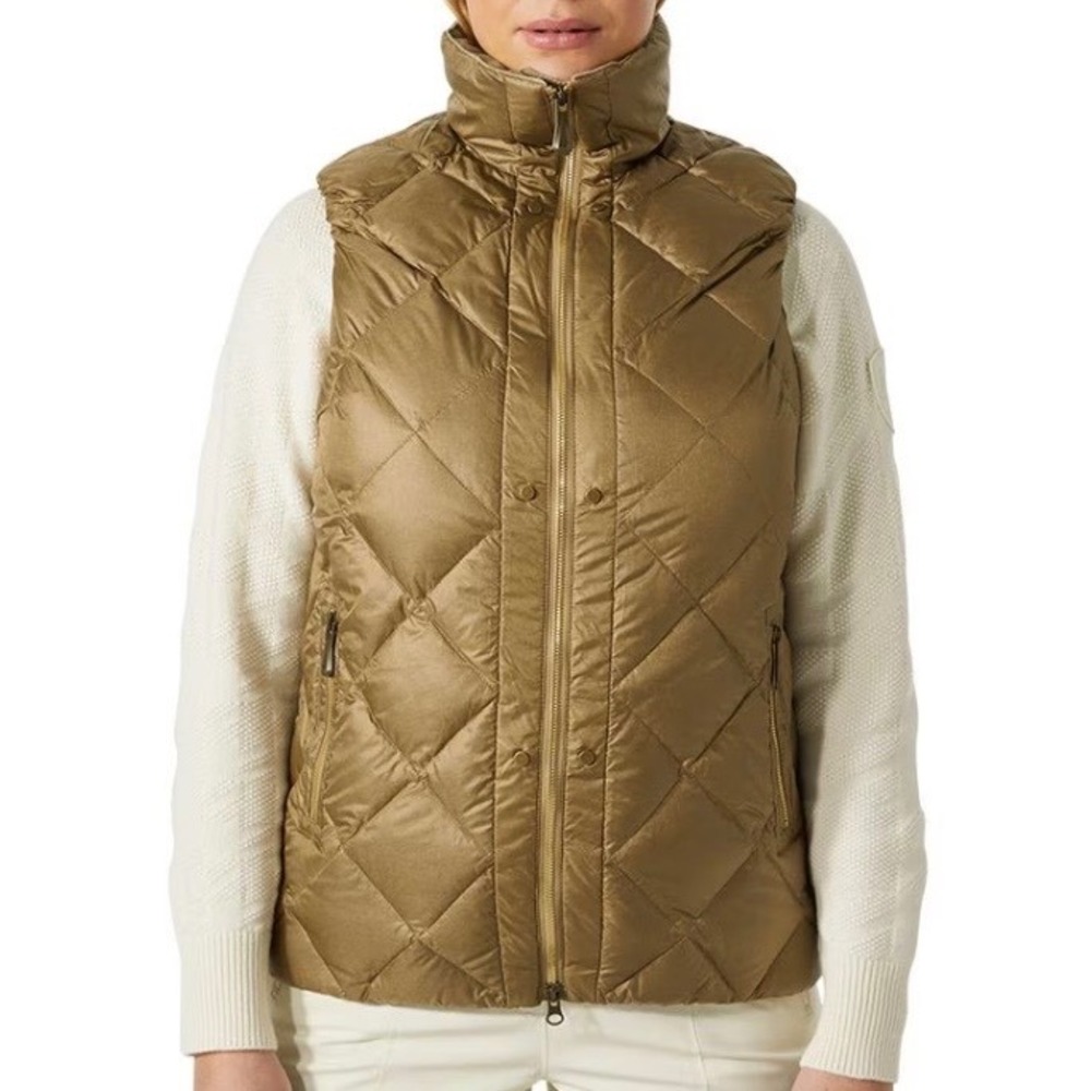 Helly Hansen Women Bronze Gold Diamond Quilted Puffer Vest Full Zip Sleeveless S